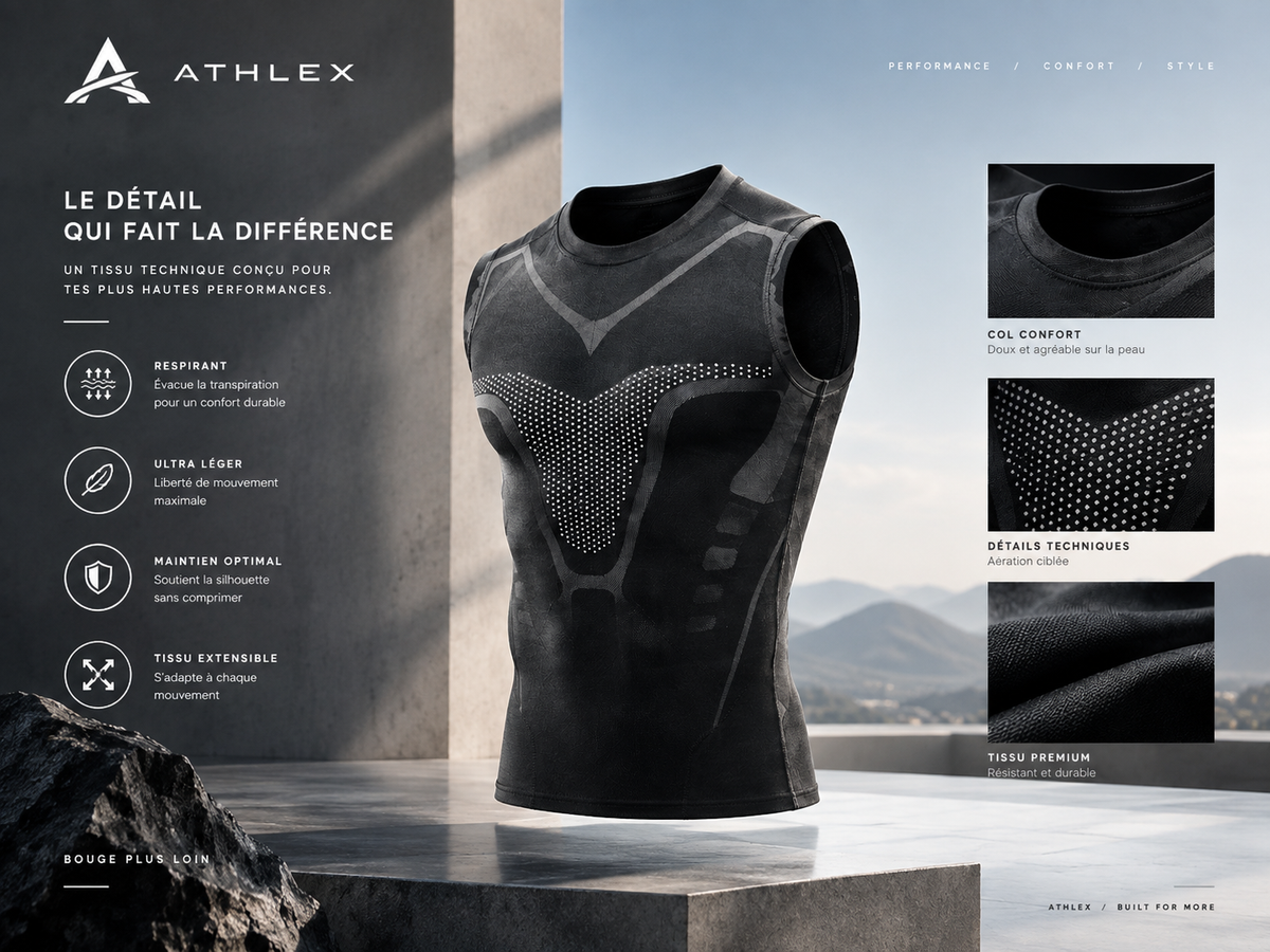 Débardeur de compression ATHLEX – tailles S à 5XL