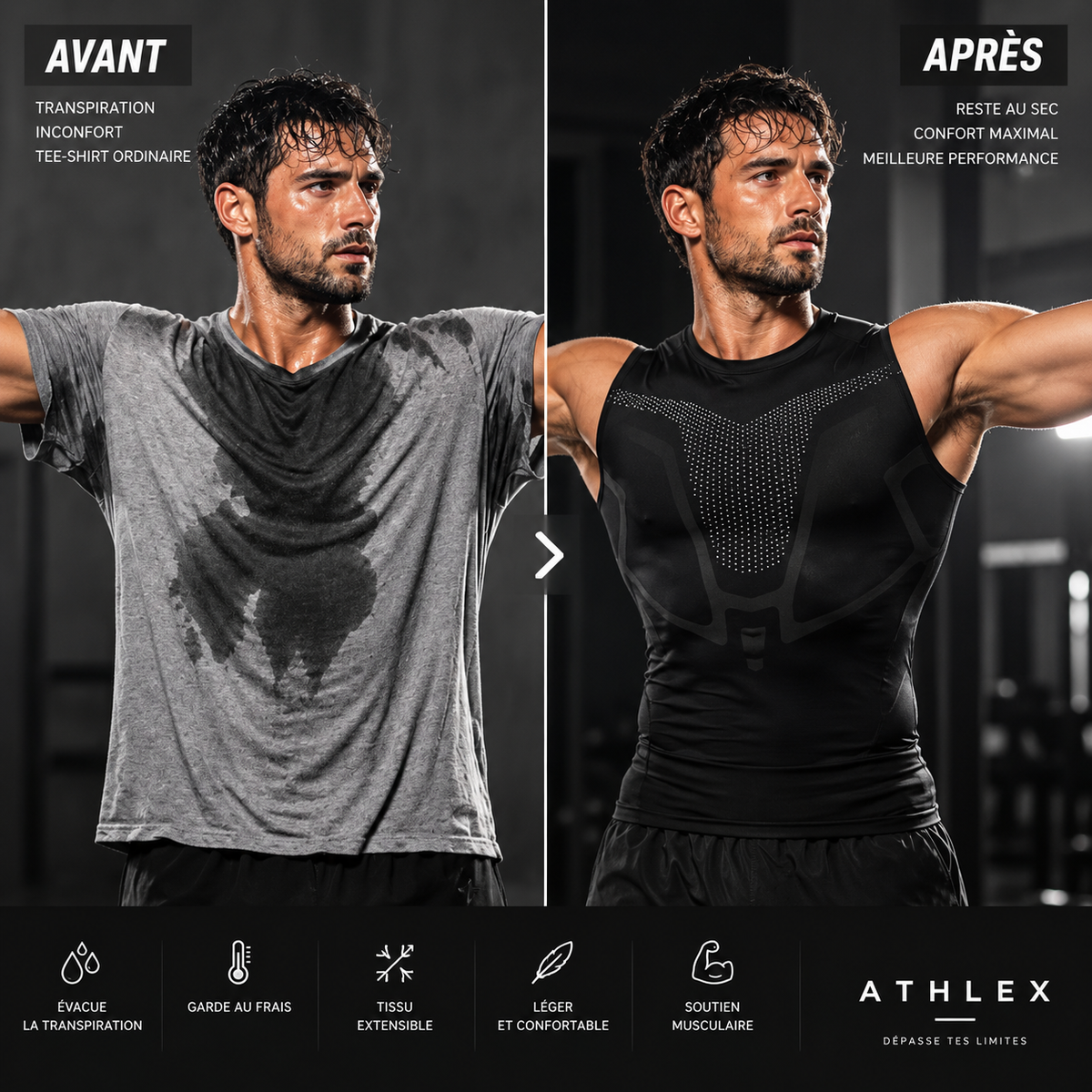 Débardeur de compression ATHLEX – coupe sans manches